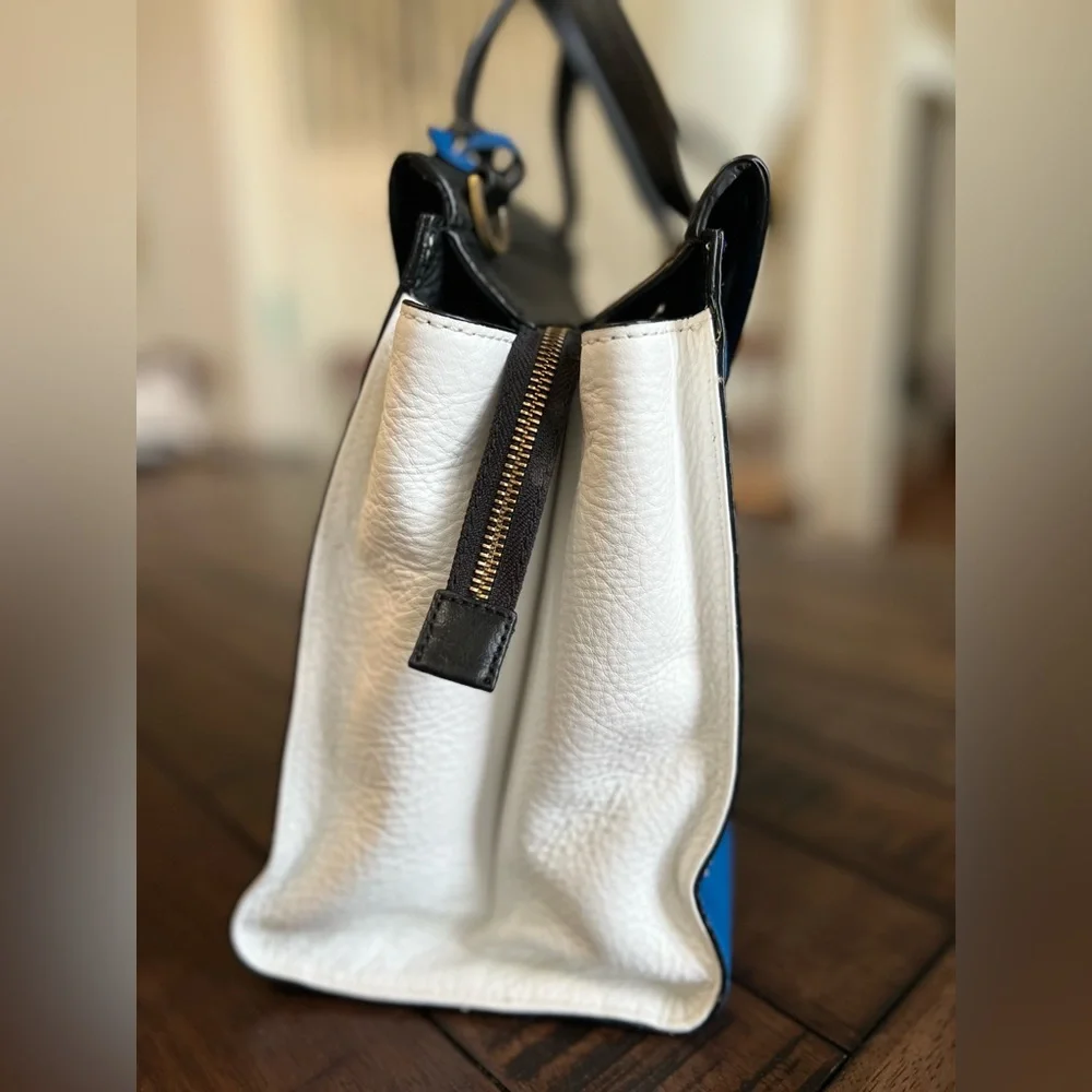 kate spade Blue, Black & White Leather Top-Handle Satchel - Picture 11 of 15